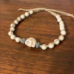Handmade hemp skull ankle bracelet